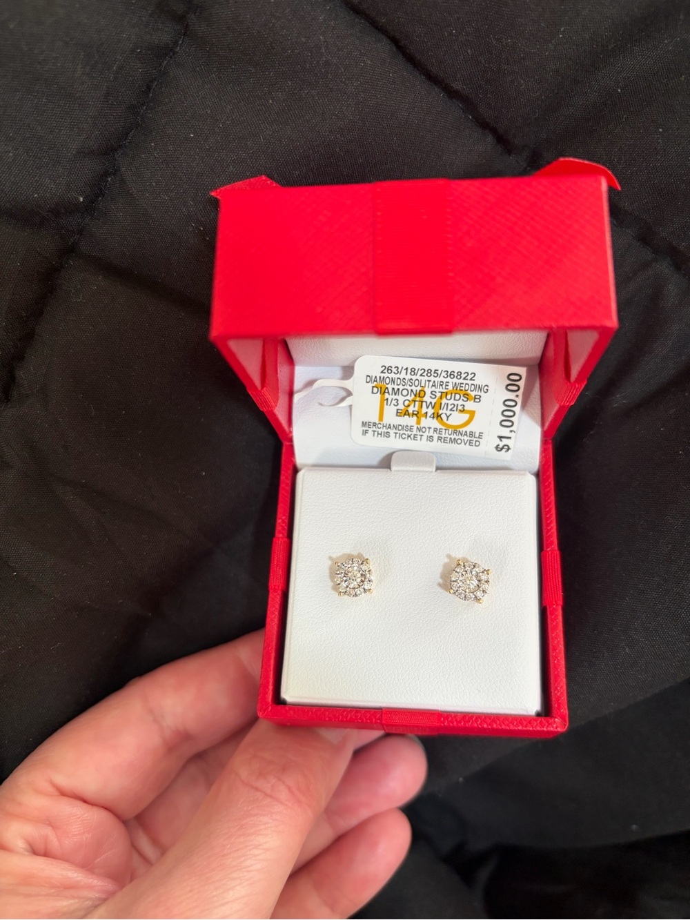 Diamond/Solitaire Stud Earrings in 14 K yellow Gold 1/3 CT